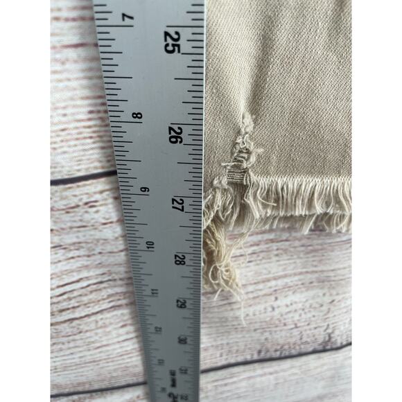 Risen Distressed Bootcut Jeans Women's Size 0/24 Tan/Beige Stretch - Picture 12 of 16